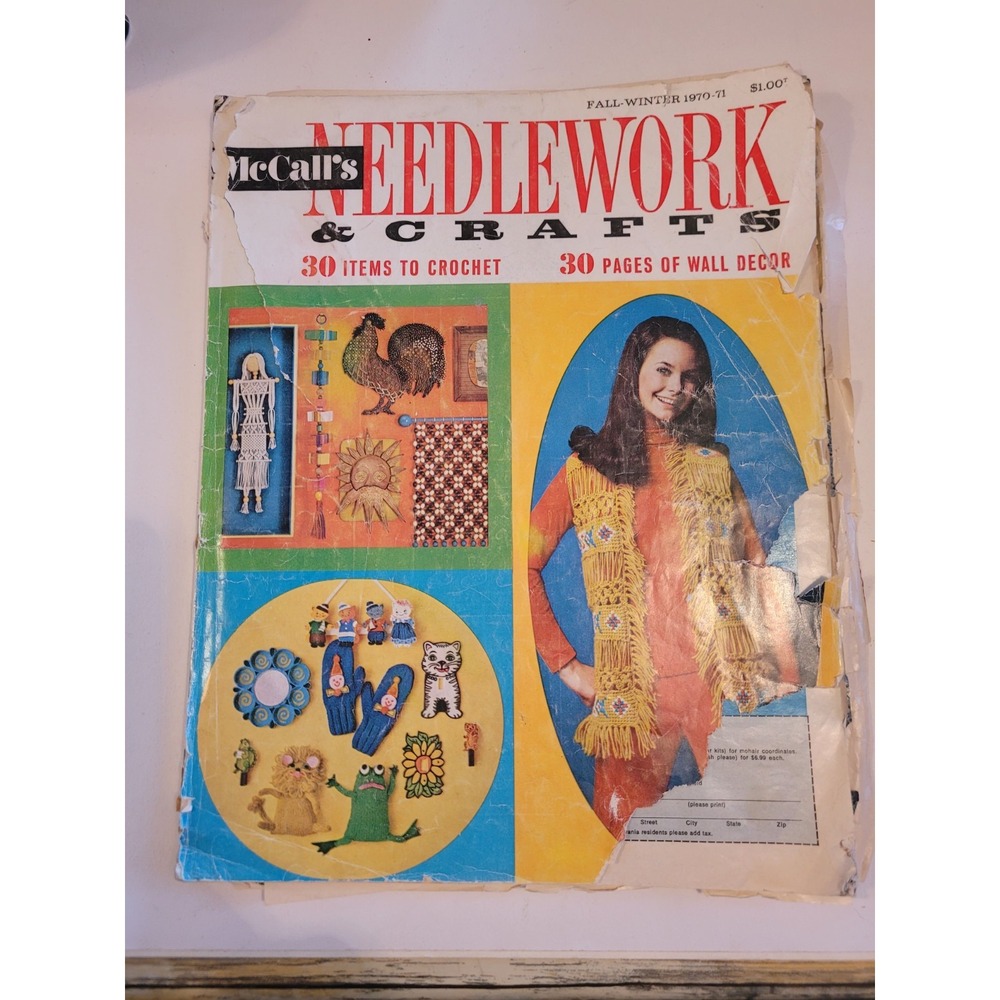 Vintage McCall's Needlework & Crafts Magazine Ephemera Knit Crochet 70s Retro